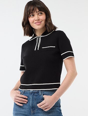 Polo de manga corta en piqué de algodón