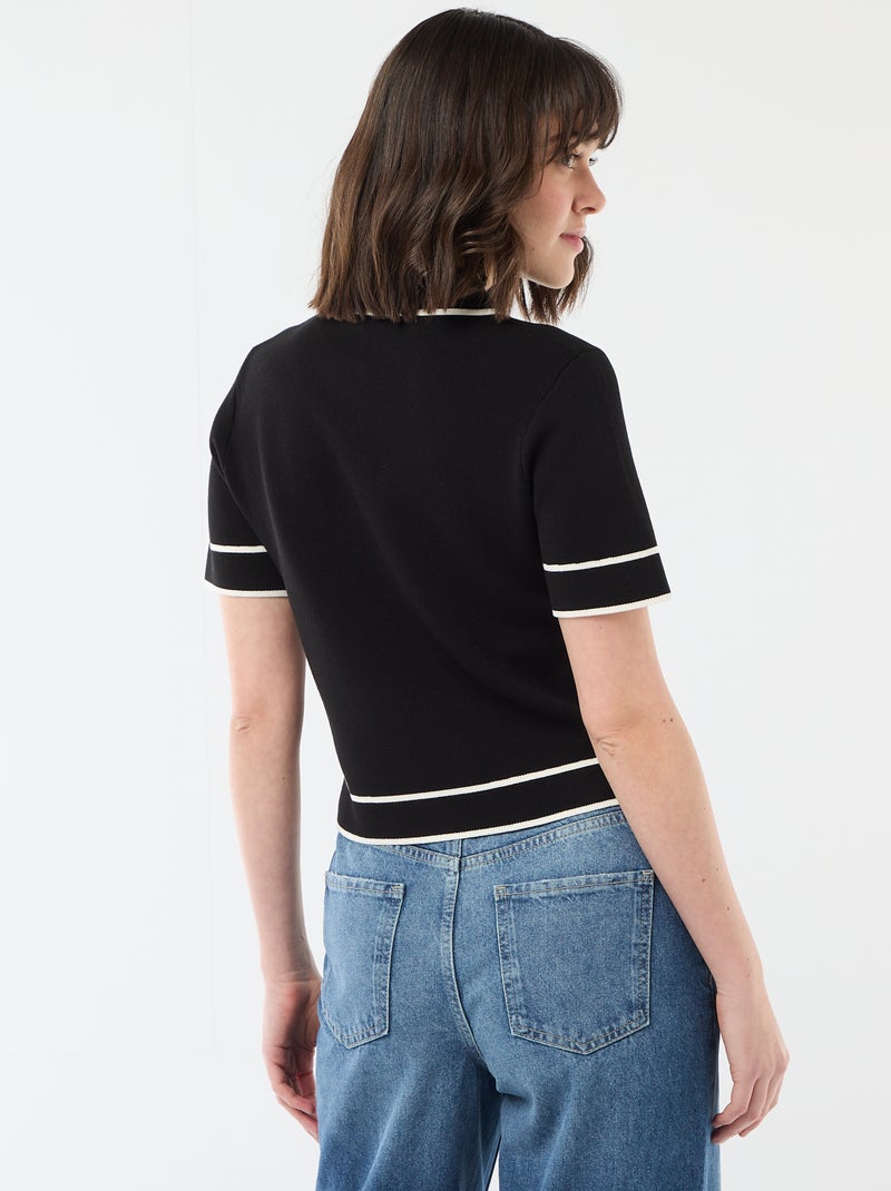 Polo de manga corta en piqué de algodón Negro - Kiabi