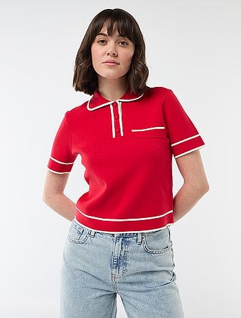 Polo de manga corta en piqué de algodón