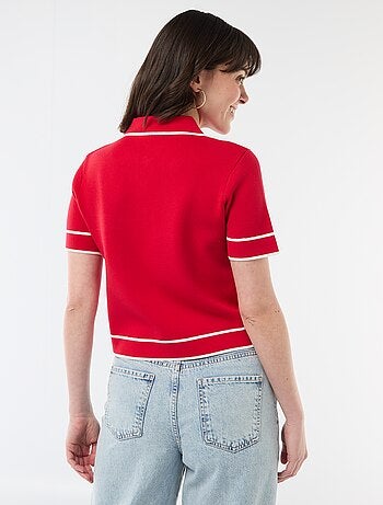 Polo de manga corta en piqué de algodón