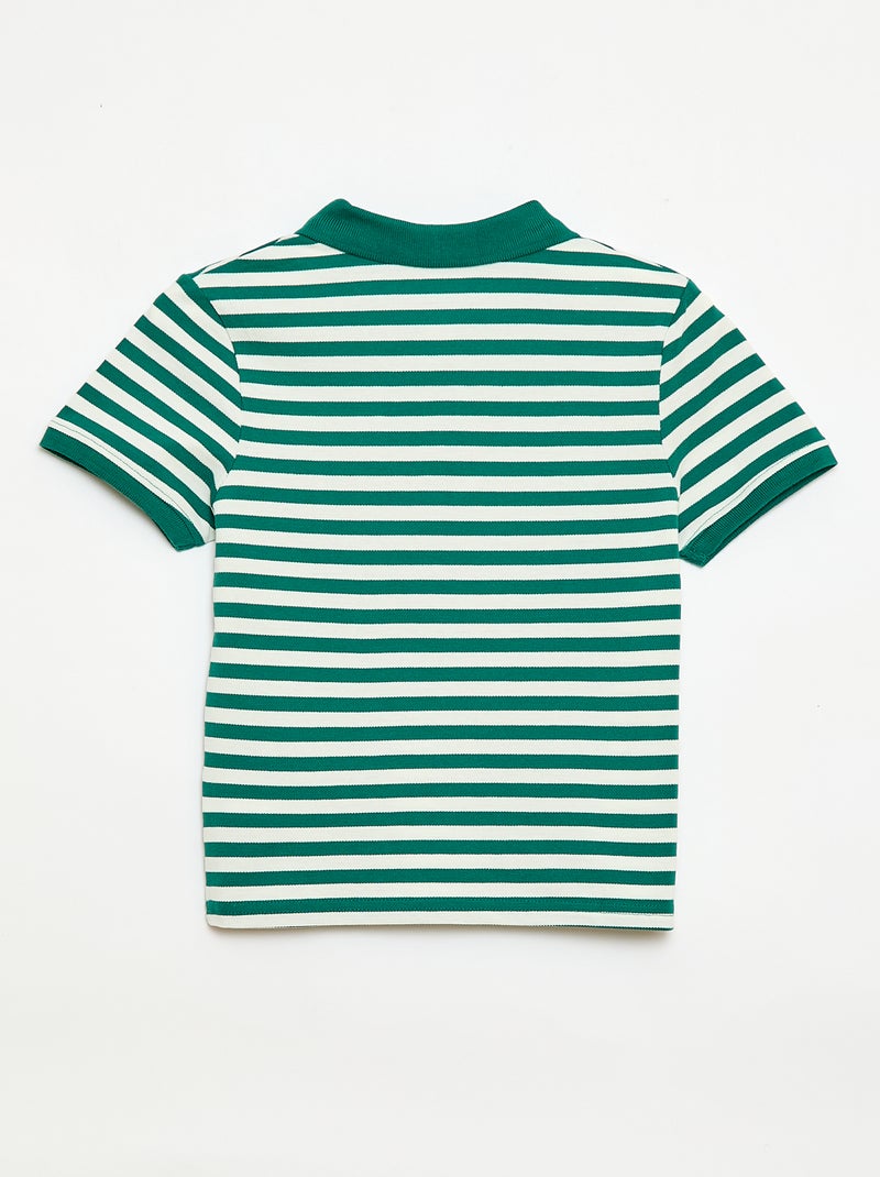 Polo de manga corta en piqué de algodón Verde - Kiabi