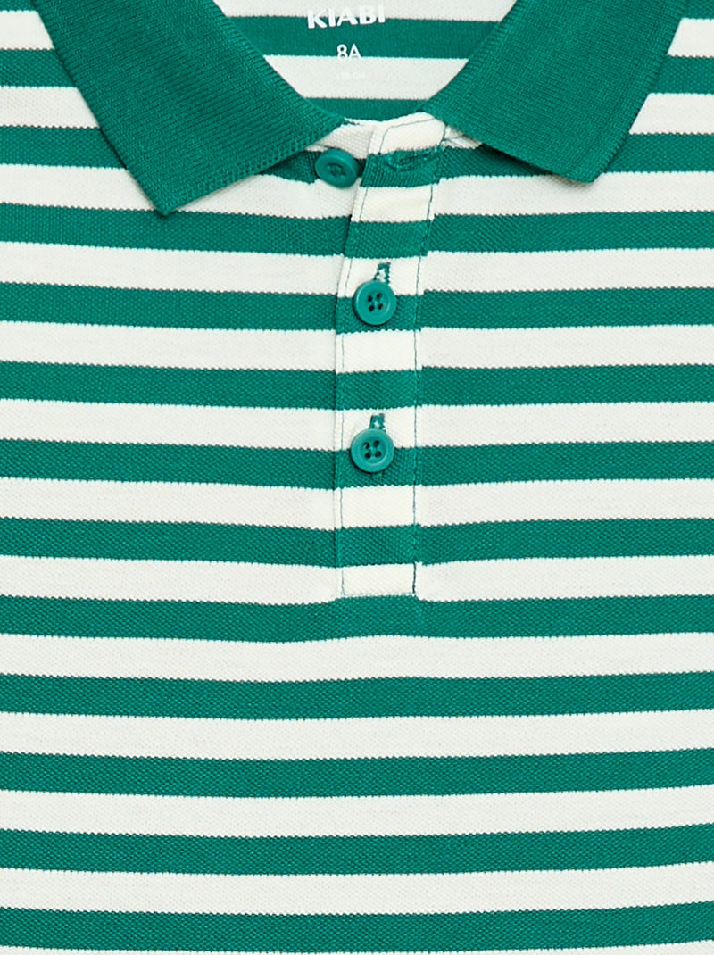 Polo de manga corta en piqué de algodón Verde - Kiabi