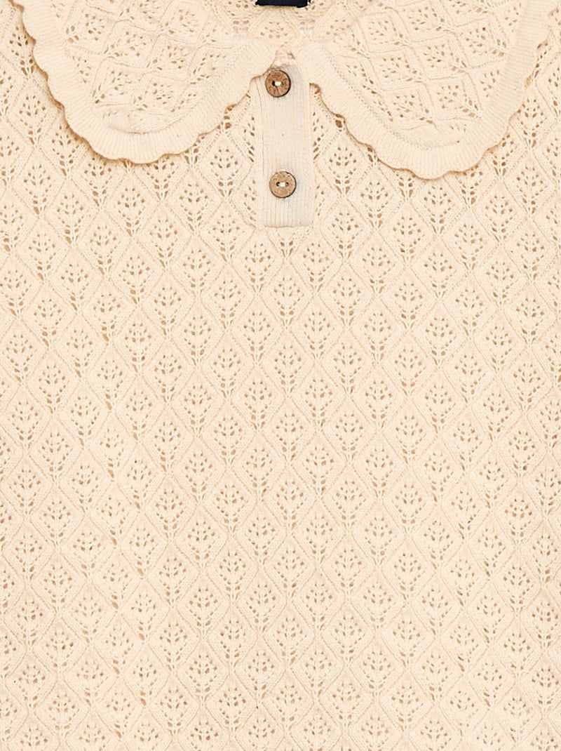 Polo de manga corta en punto calado Beige - Kiabi