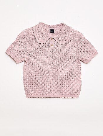 Polo de manga corta en punto calado