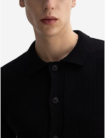 Polo de manga corta en punto texturizado para hombre giesto