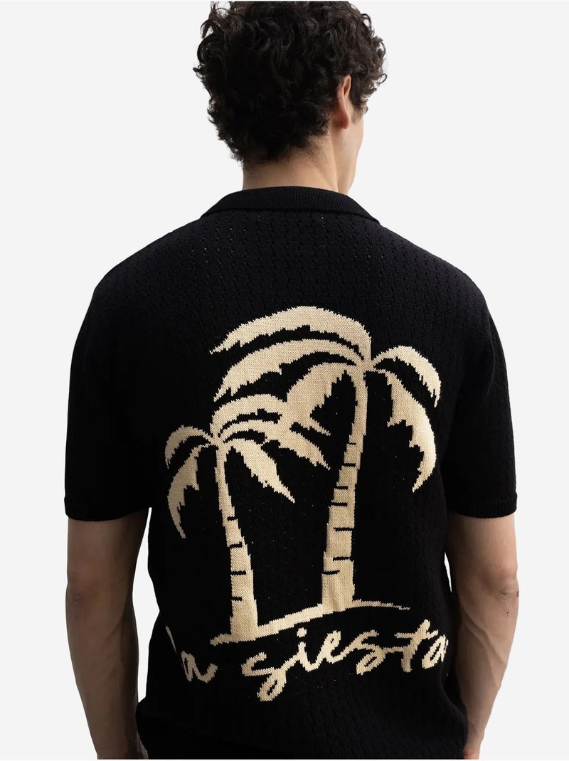Polo de manga corta en punto texturizado para hombre giesto Negro - Kiabi