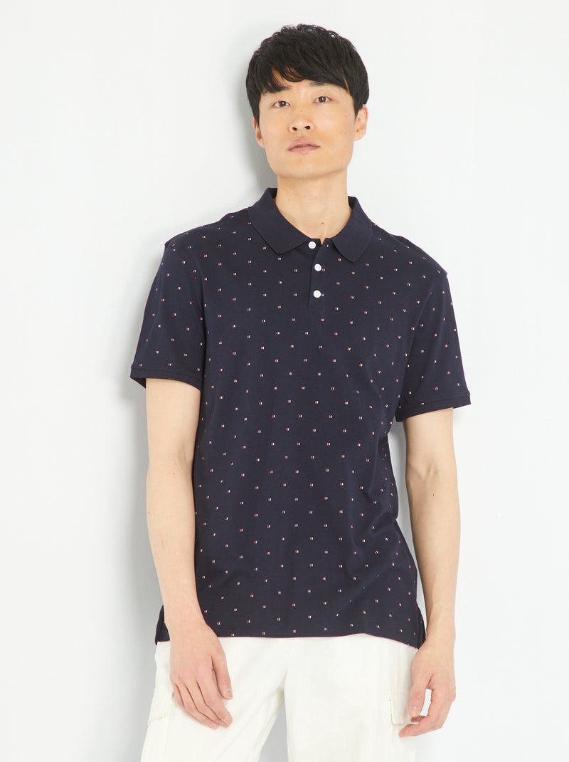 Polo de manga corta estampado AZUL - Kiabi