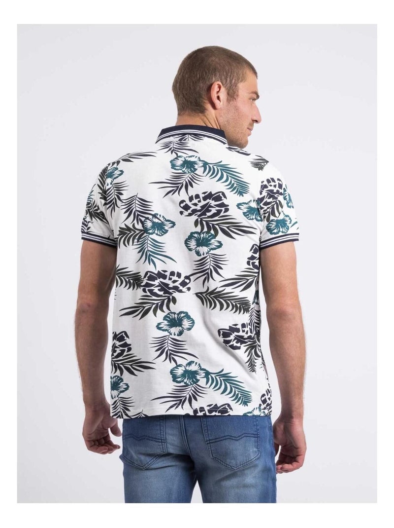 Polo de manga corta estampado PABANA Blanco - Kiabi