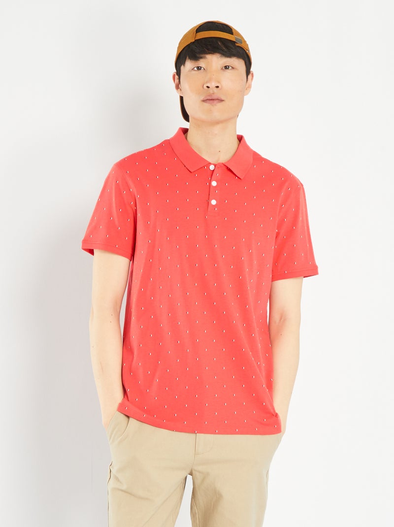 Polo de manga corta estampado ROJO - Kiabi