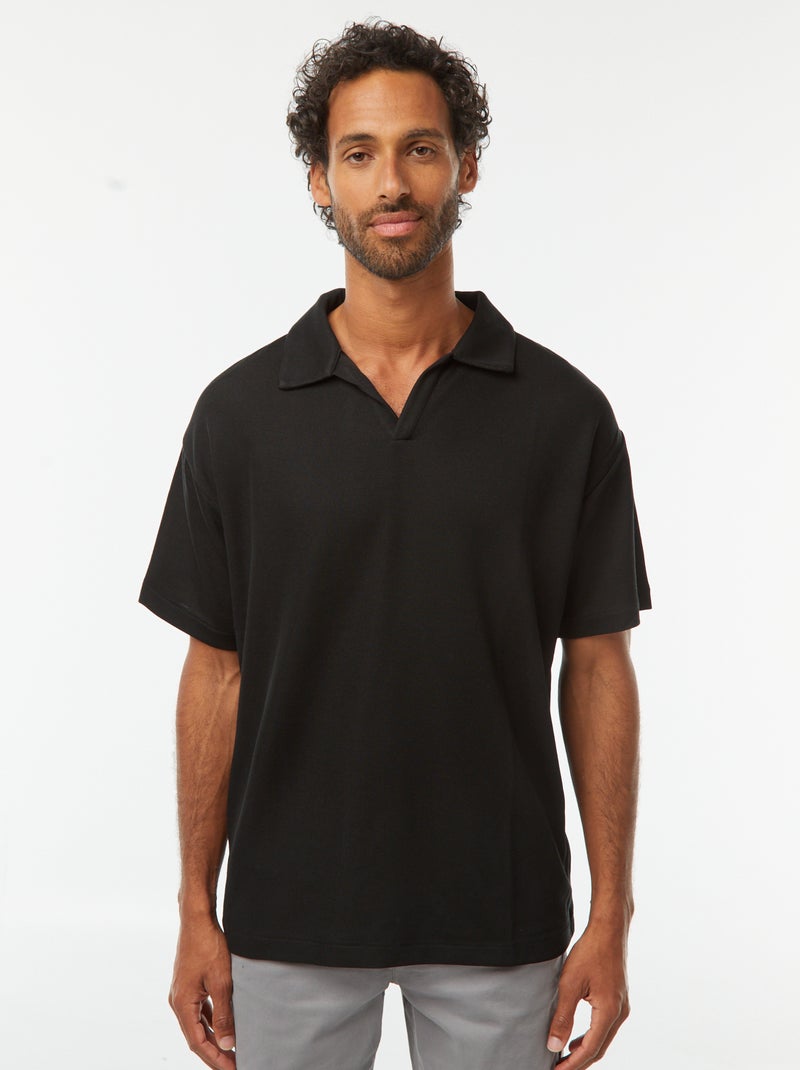 Polo de manga corta negro - Kiabi