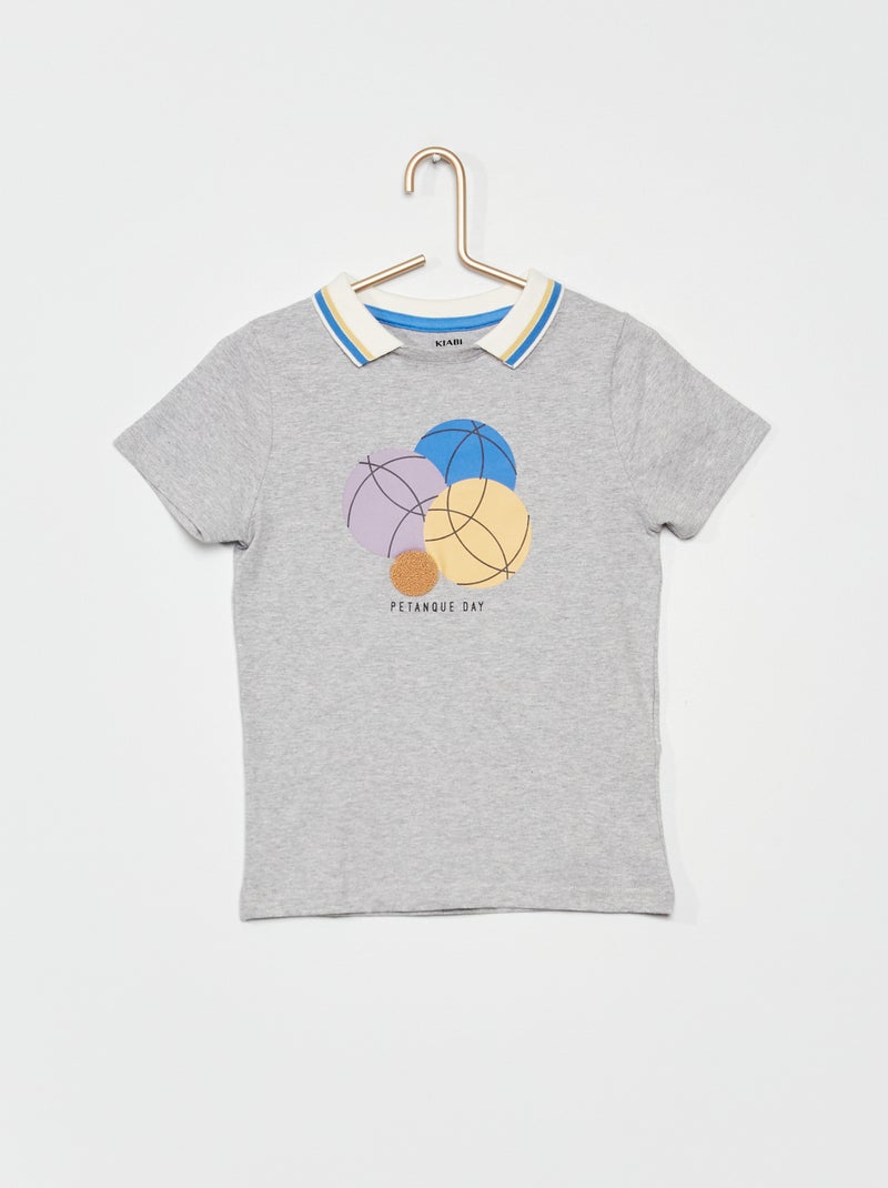Polo de manga corta 'petanca' GRIS - Kiabi