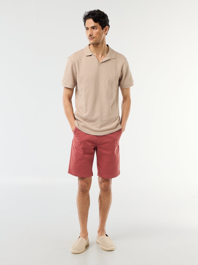 Polo de manga corta y material en nido de abeja Beige - Kiabi