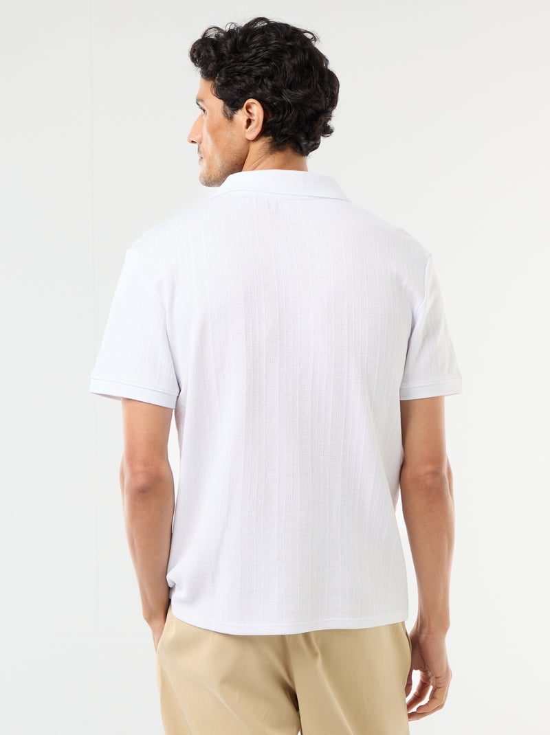Polo de manga corta y material en nido de abeja Blanco - Kiabi