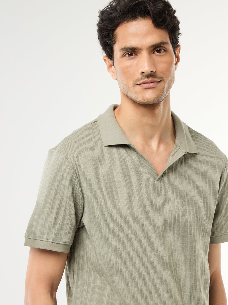Polo de manga corta y material en nido de abeja Verde - Kiabi