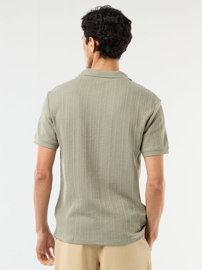 Polo de manga corta y material en nido de abeja Verde - Kiabi