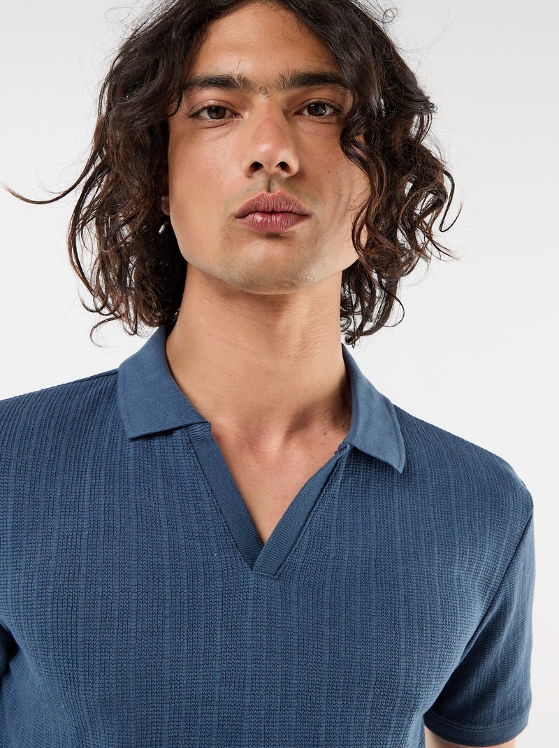 Polo de manga corta y tejido de nido de abeja Azul - Kiabi