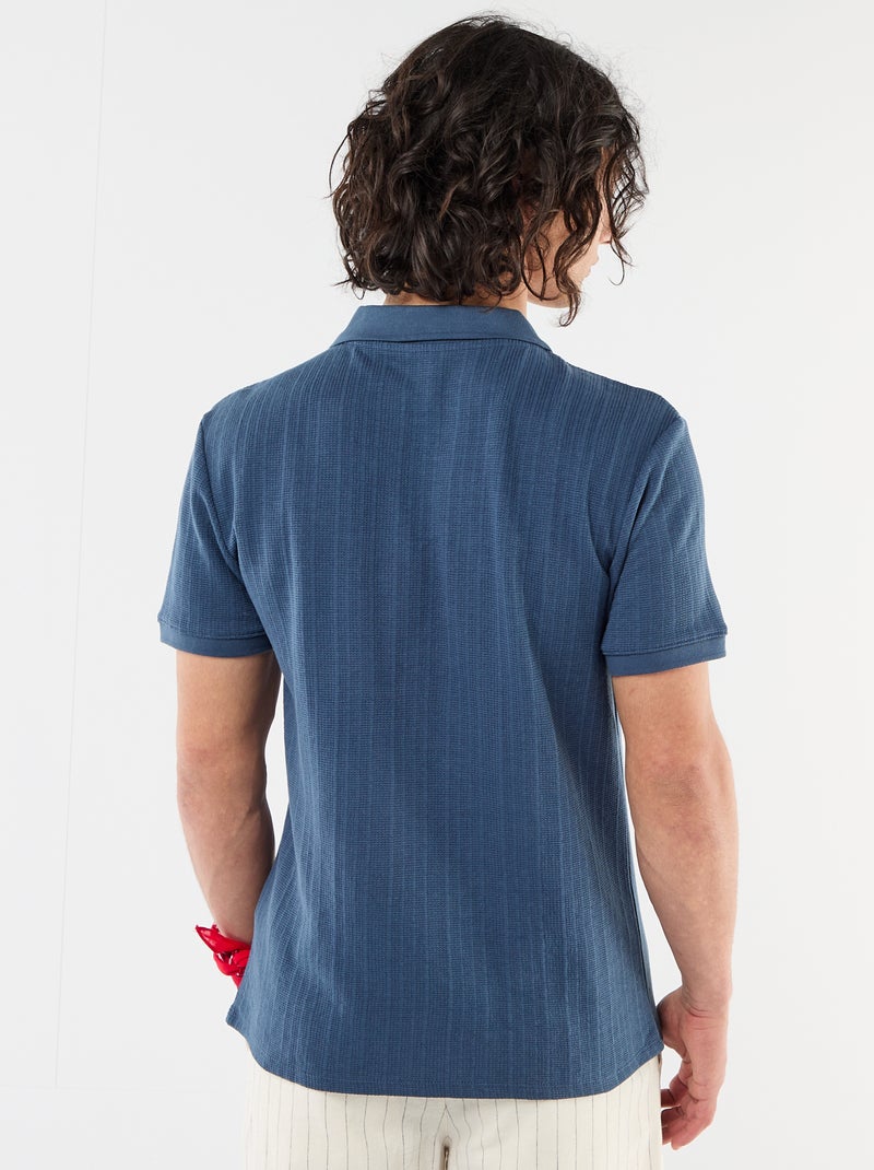 Polo de manga corta y tejido de nido de abeja Azul - Kiabi