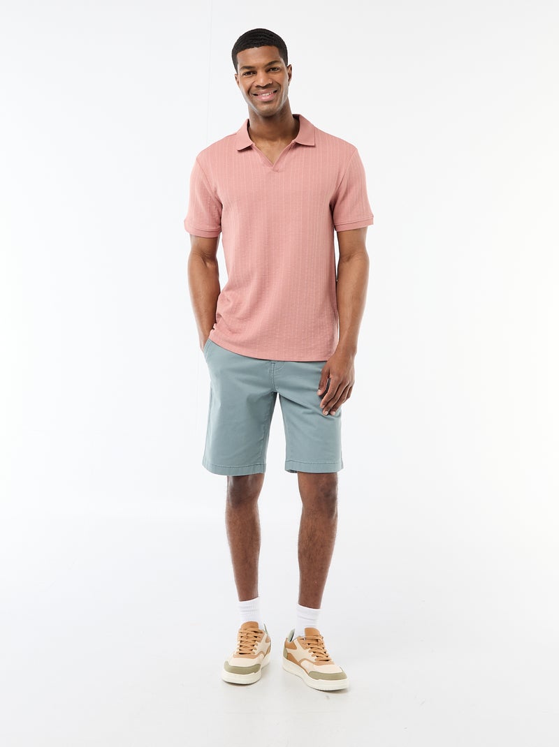 Polo de manga corta y tejido de nido de abeja Rosa - Kiabi
