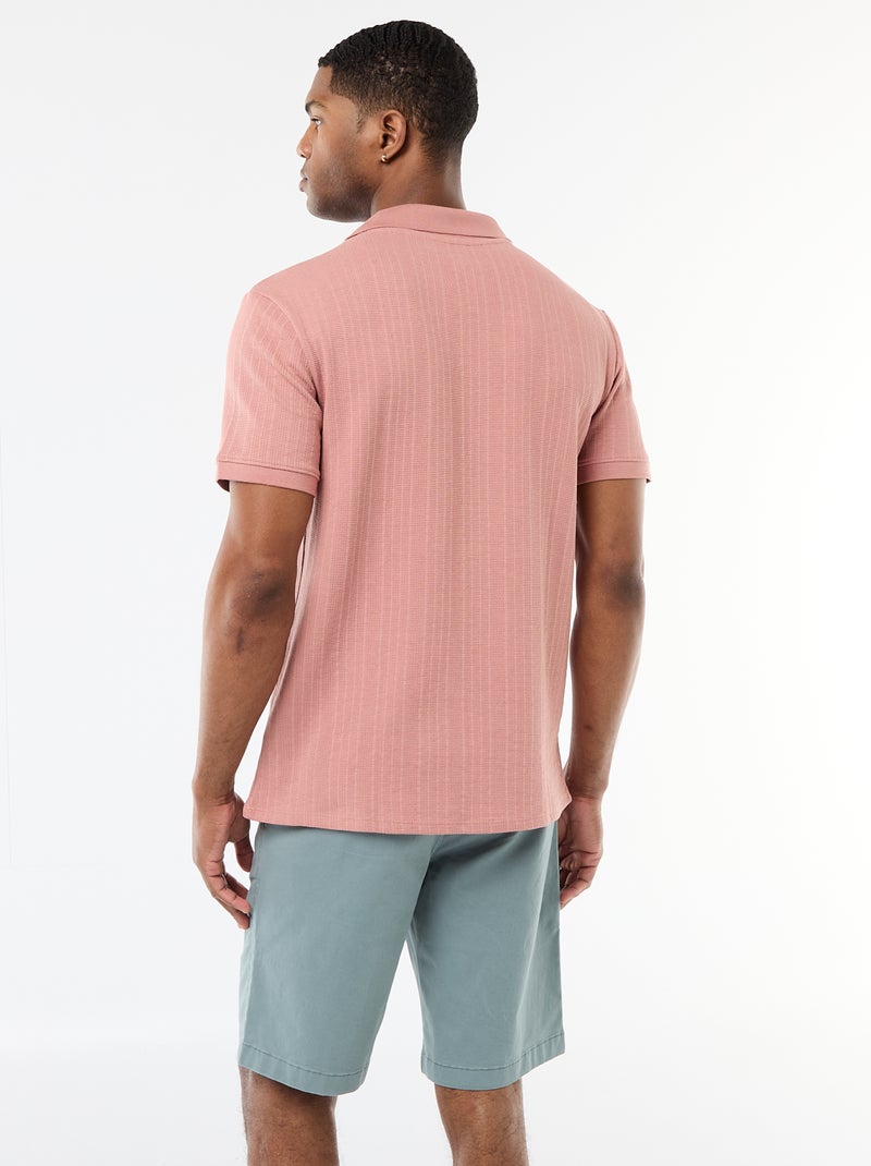 Polo de manga corta y tejido de nido de abeja Rosa - Kiabi