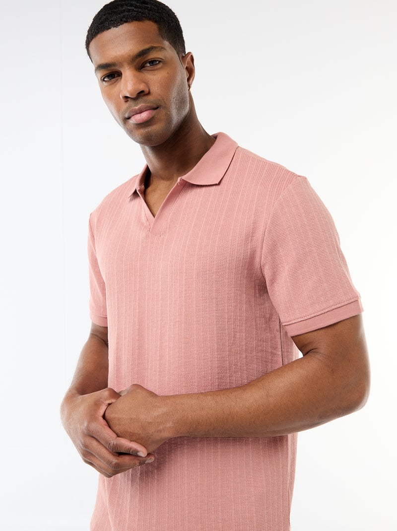 Polo de manga corta y tejido de nido de abeja Rosa - Kiabi