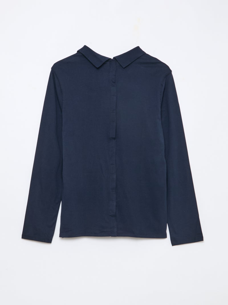 Polo de manga larga - colección fácil de poner Azul - Kiabi