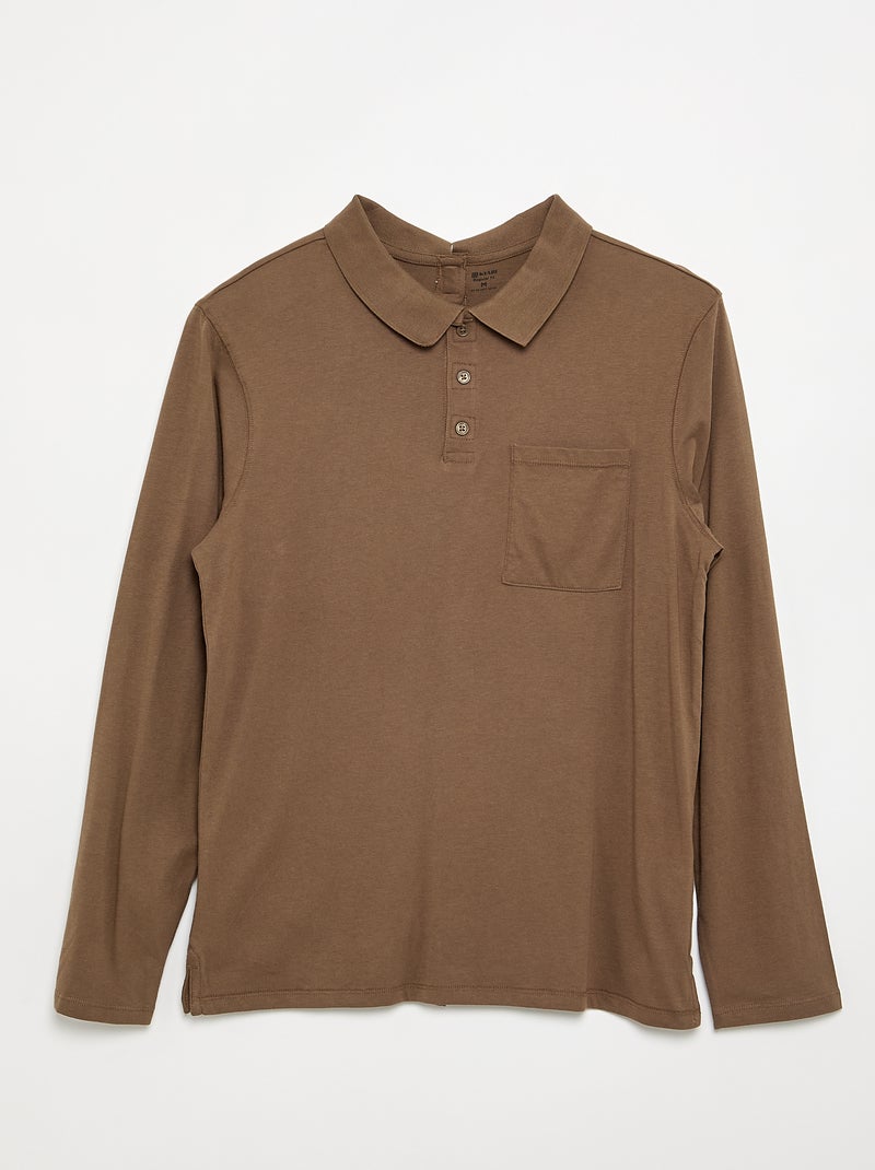 Polo de manga larga - colección fácil de poner Marron - Kiabi