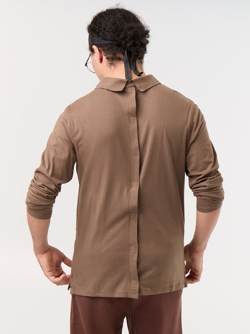 Polo de manga larga - colección fácil de poner Marron - Kiabi