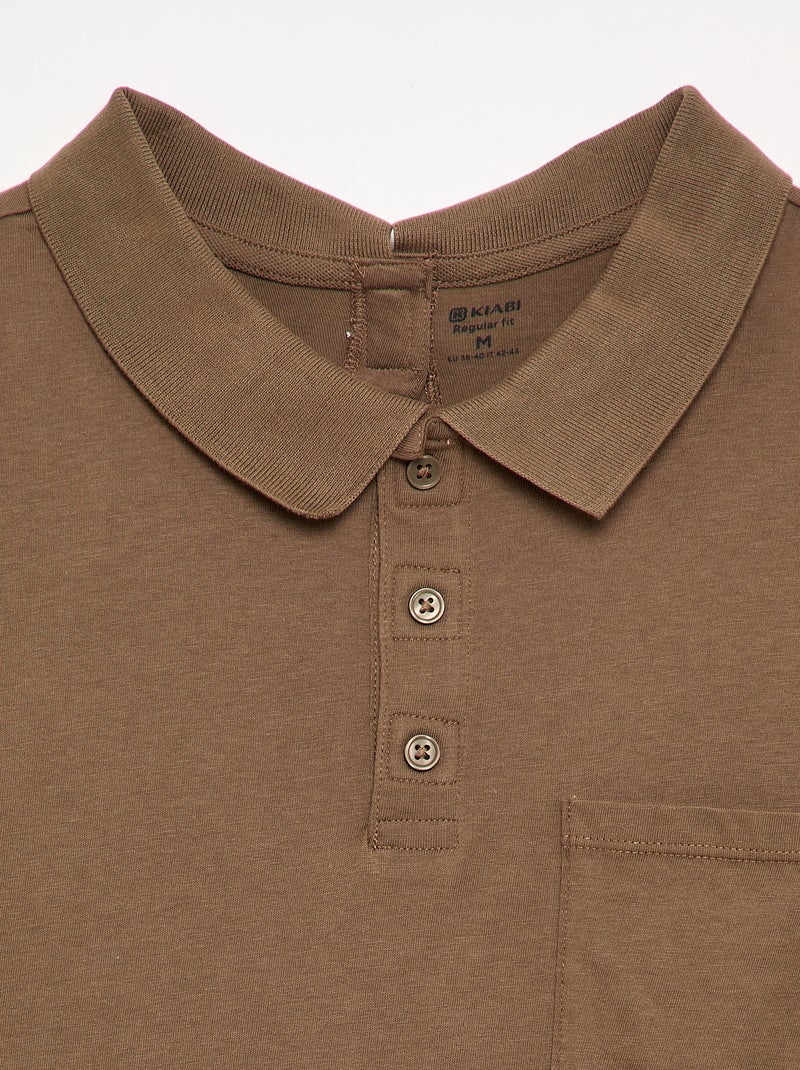 Polo de manga larga - colección fácil de poner Marron - Kiabi