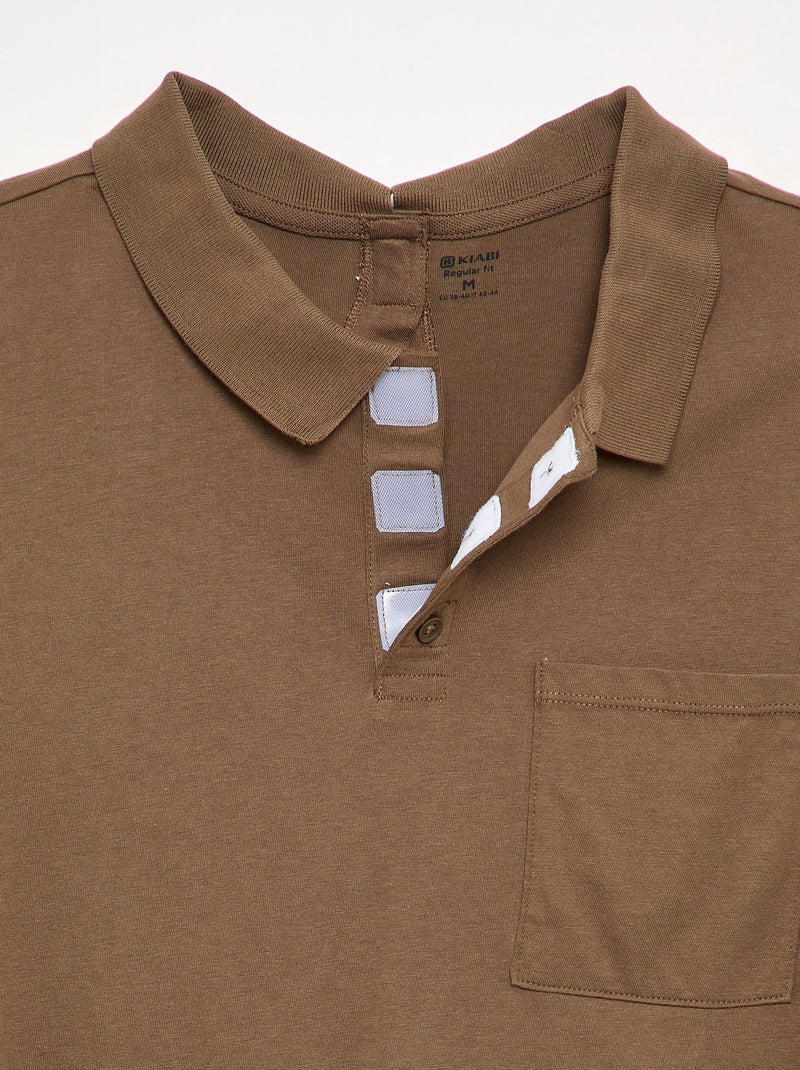 Polo de manga larga - colección fácil de poner Marron - Kiabi