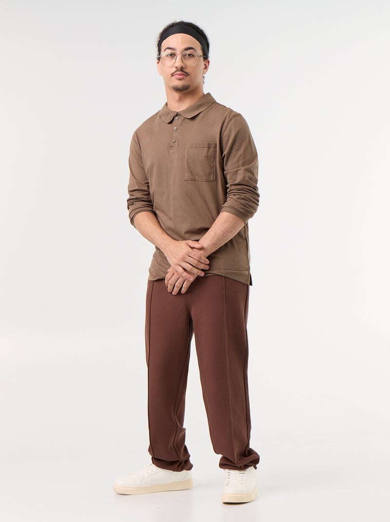 Polo de manga larga - colección fácil de poner Marron - Kiabi