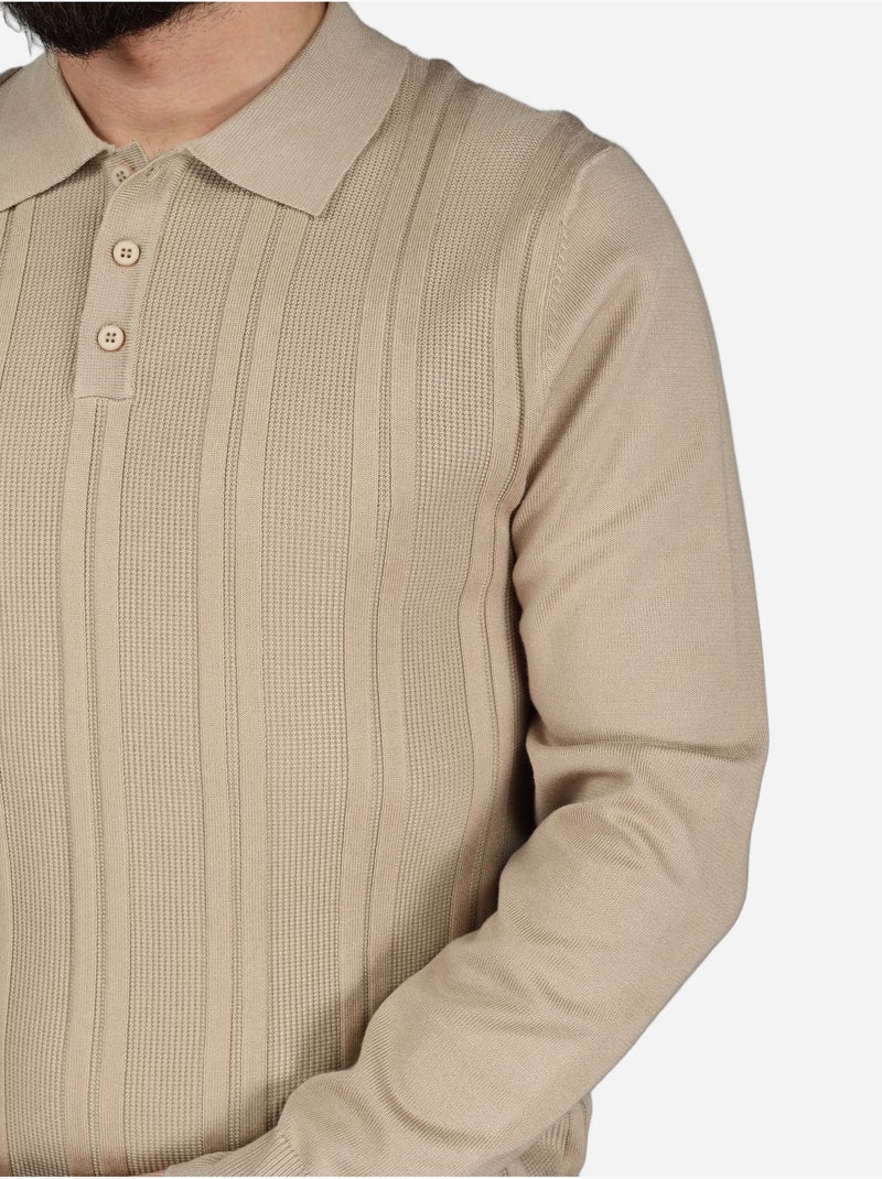 Polo de manga larga - Frilivin Beige - Kiabi