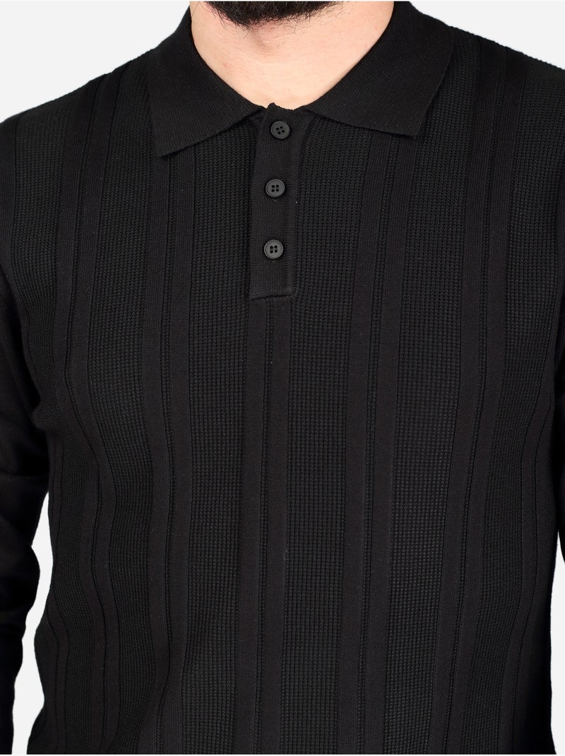 Polo de manga larga - Frilivin Negro - Kiabi