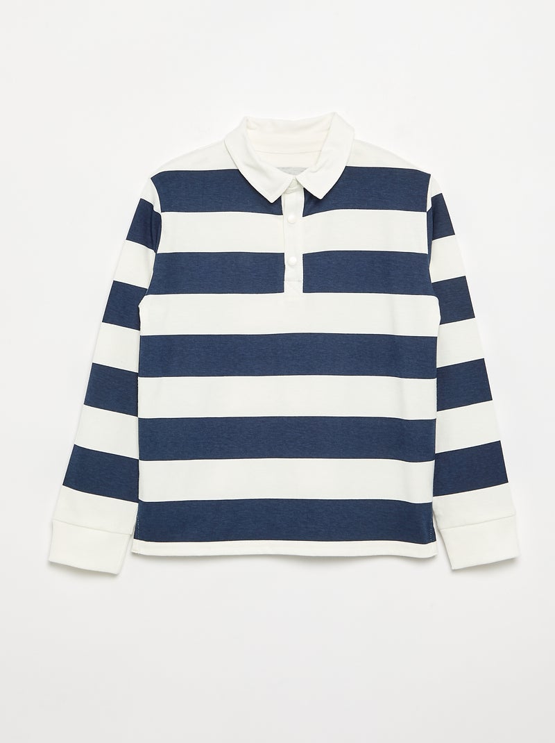 Polo de manga larga a rayas - colección fácil de poner Azul - Kiabi