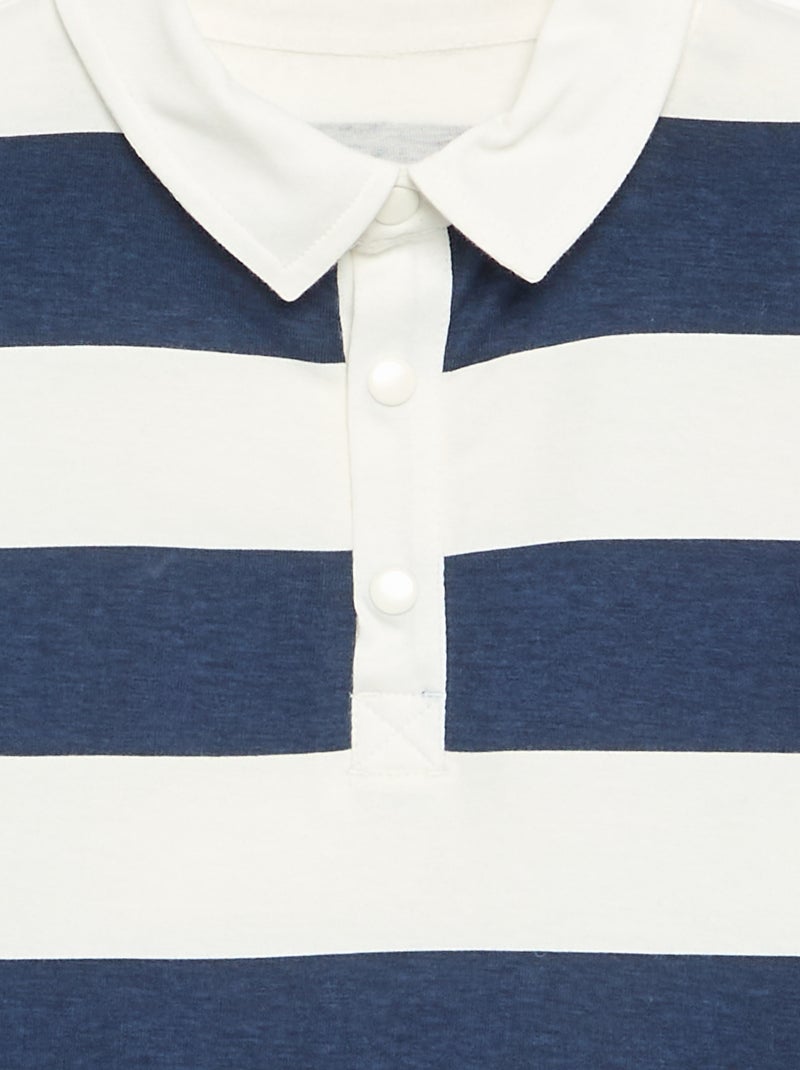 Polo de manga larga a rayas - colección fácil de poner Azul - Kiabi