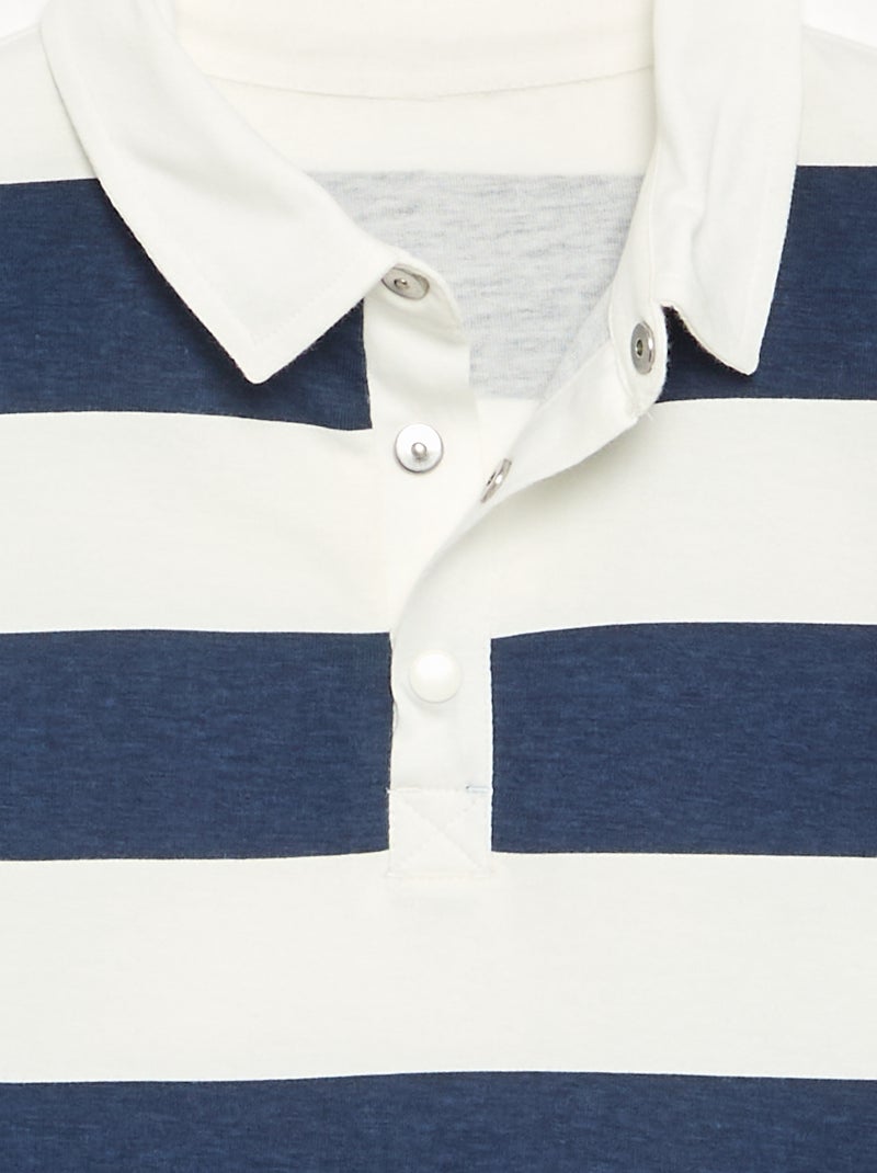 Polo de manga larga a rayas - colección fácil de poner Azul - Kiabi