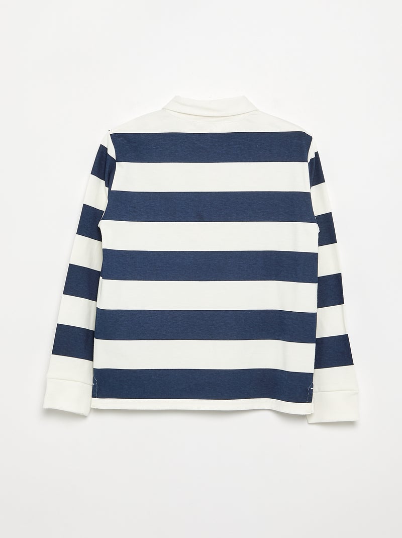 Polo de manga larga a rayas - colección fácil de poner Azul - Kiabi