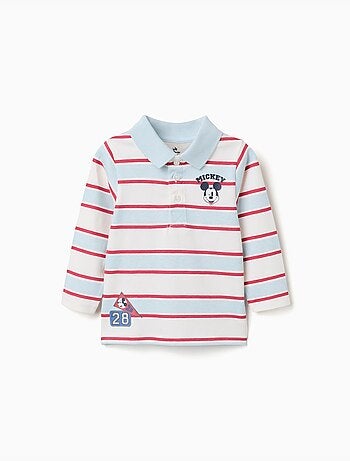 Polo de manga larga a rayas con estampado mickey