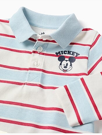 Polo de manga larga a rayas con estampado mickey