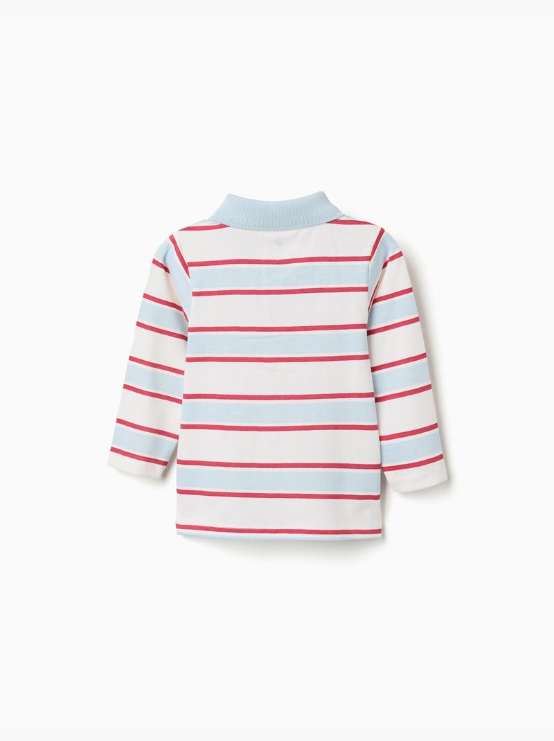 Polo de manga larga a rayas con estampado mickey Azul claro - Kiabi