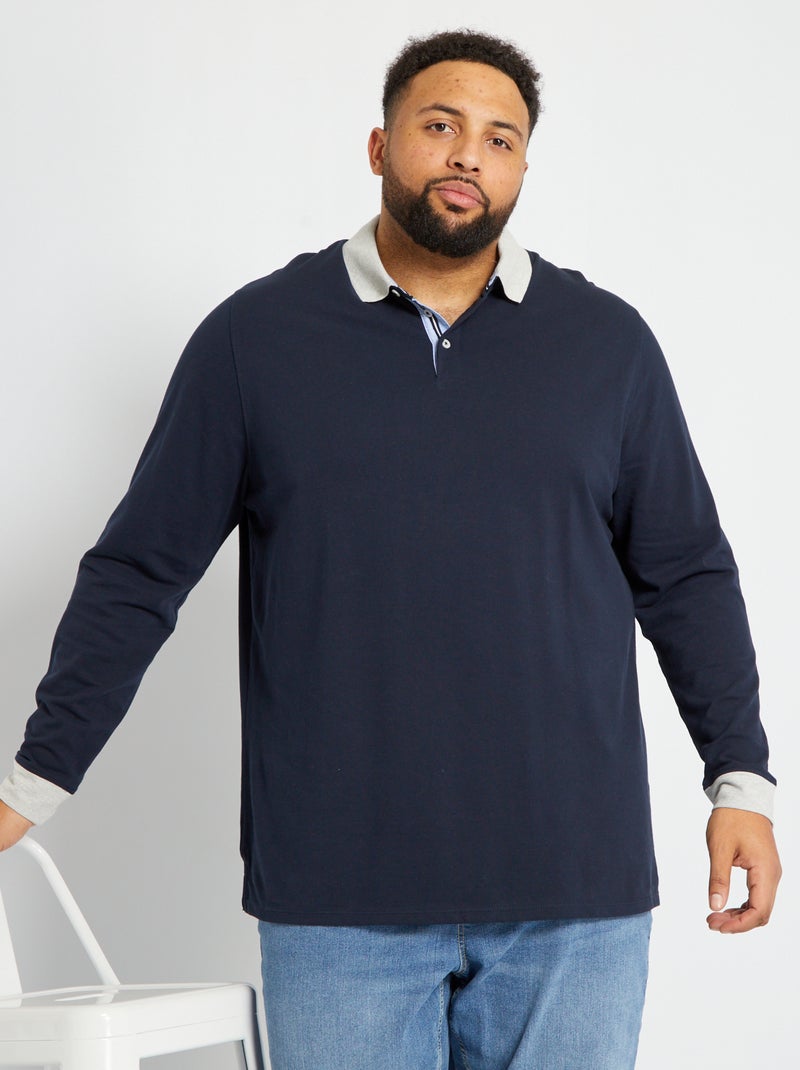 Polo de manga larga AZUL - Kiabi