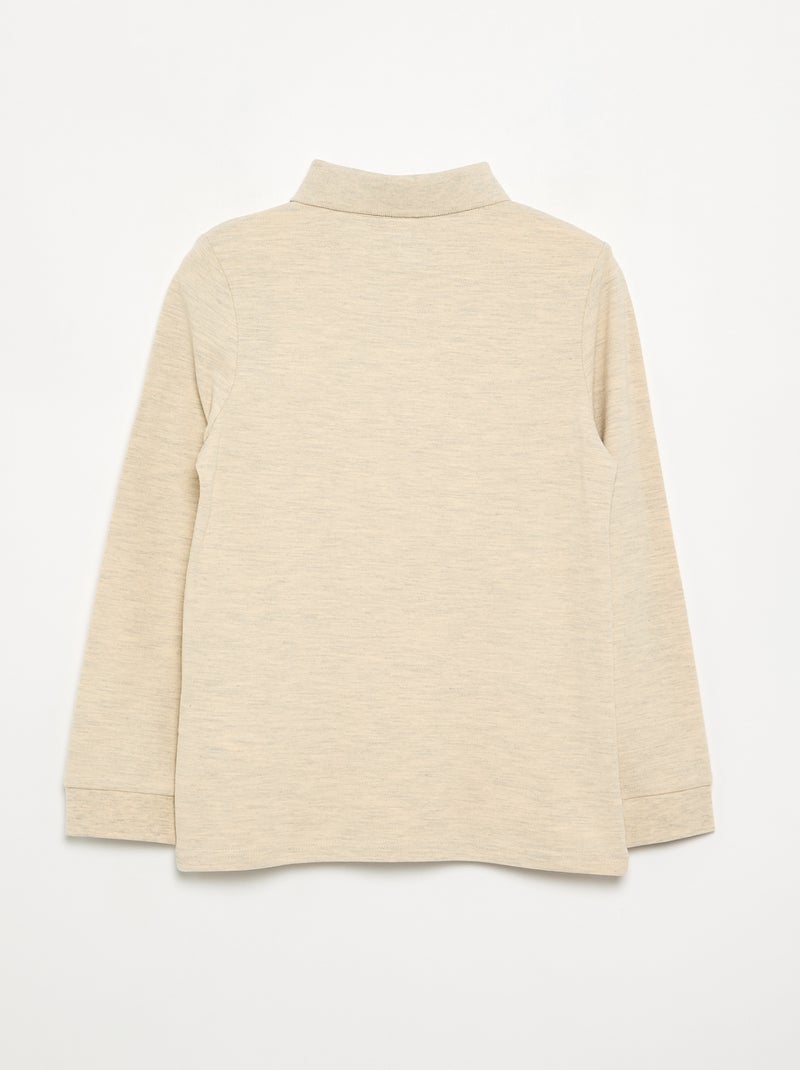 Polo de manga larga Beige - Kiabi