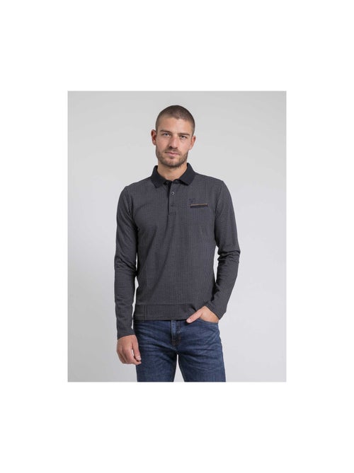 Polo de manga larga con motivos de puro algodón POXERO - Kiabi