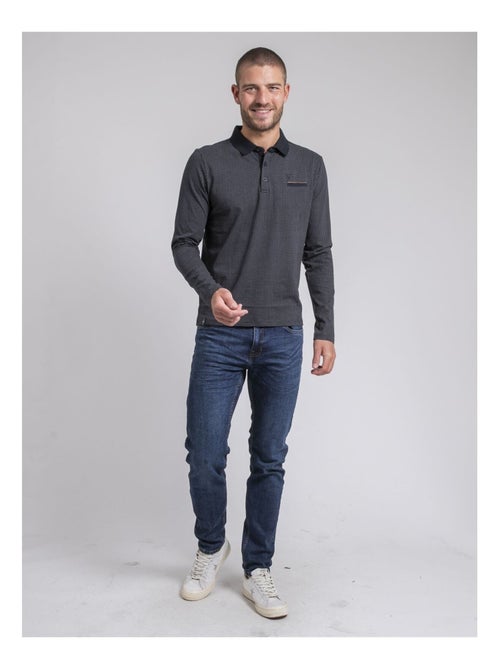 Polo de manga larga con motivos de puro algodón POXERO - Kiabi