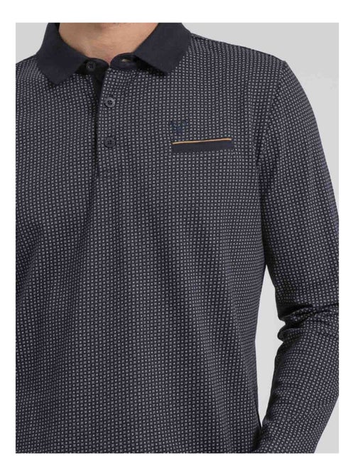 Polo de manga larga con motivos de puro algodón POXERO - Kiabi