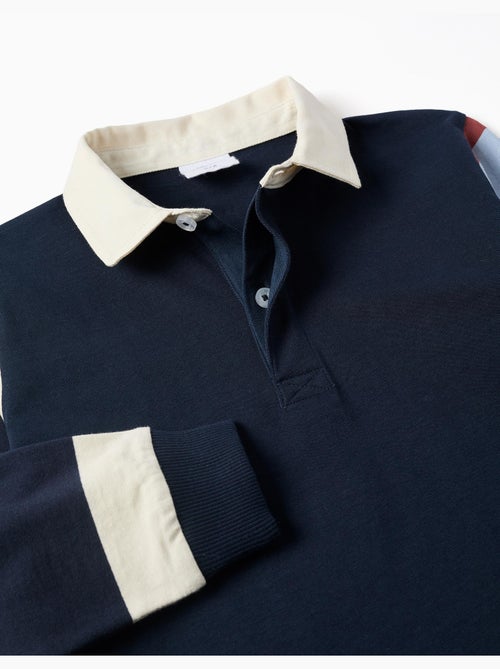 Polo de manga larga de algodón a rayas - Kiabi