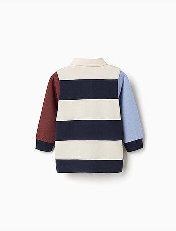 Polo de manga larga de algodón a rayas