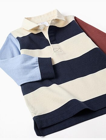 Polo de manga larga de algodón a rayas