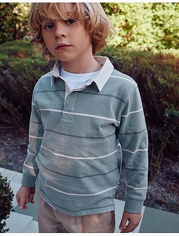 Polo de manga larga de algodón a rayas B&S