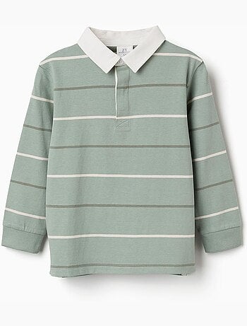 Polo de manga larga de algodón a rayas B&S