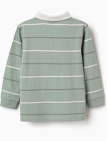 Polo de manga larga de algodón a rayas B&S